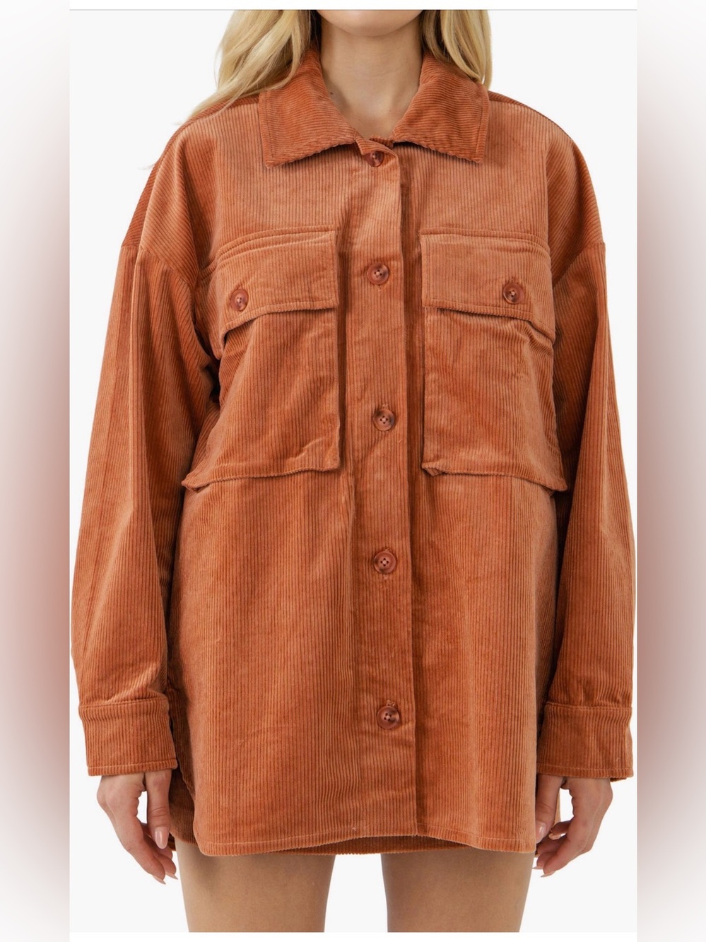 Grey Lab Corduroy Oversize Jacket Size L Rust